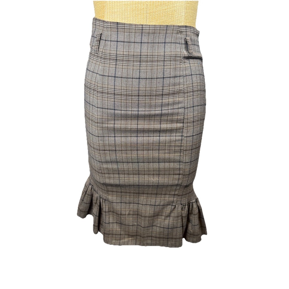 Vtg Y2K Pleated Plaid Pencil Grey ‎ Skirt School Girl Preppy Goth 90s Size Small